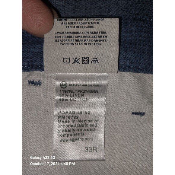 AG Adriano Goldschmied Men’s The Wanderer Shorts Blue Dots Chino Preppy Sz 33R - Picture 9 of 10